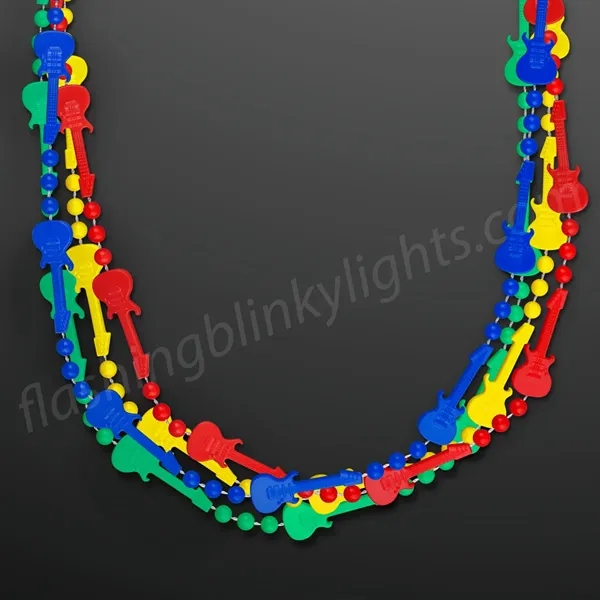 Rock Guitar Necklace Mardi Gras Beads - Blank pricing... from ASI 34194 ALightPromos