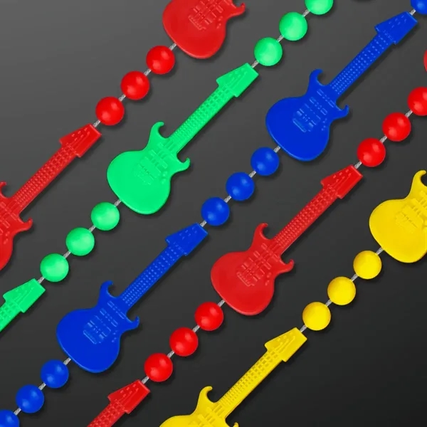 Rock Guitar Necklace Mardi Gras Beads - Blank pricing... from ASI 34194 ALightPromos