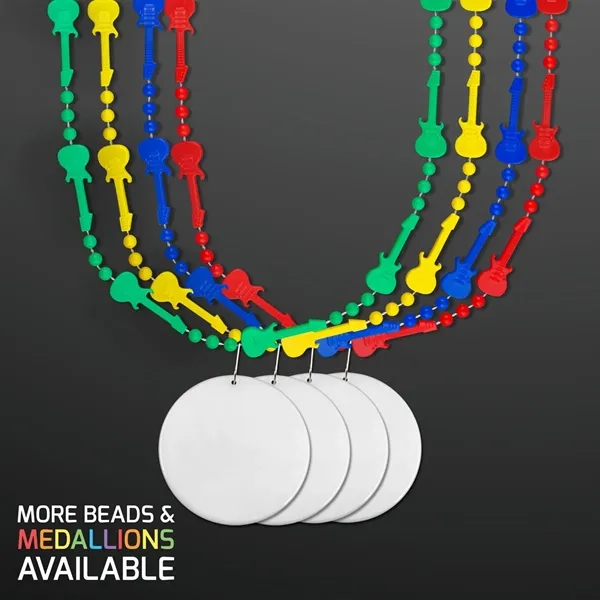 Rock Guitar Necklace Mardi Gras Beads with Medallion - Imprint pricing... from ASI 34194 ALightPromos