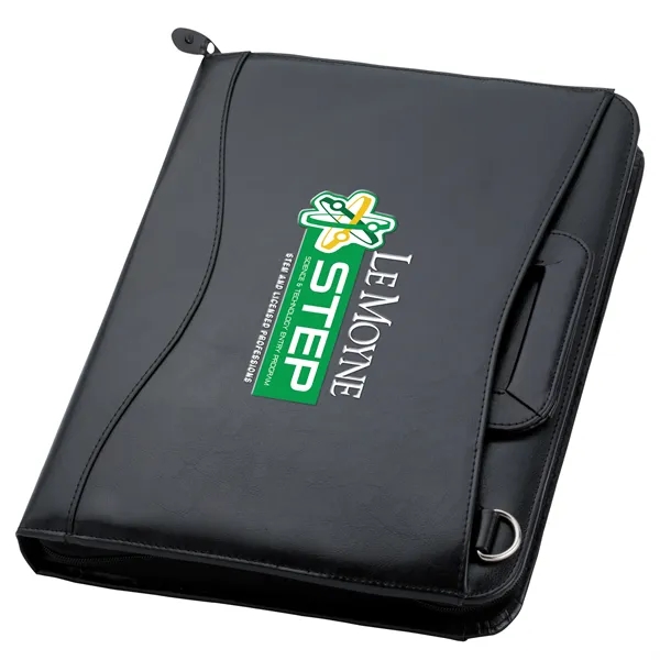 Simulated leather portfolio with removable shoulder strap and hideaway handles.... from ASI 46755 Cosmo Promos