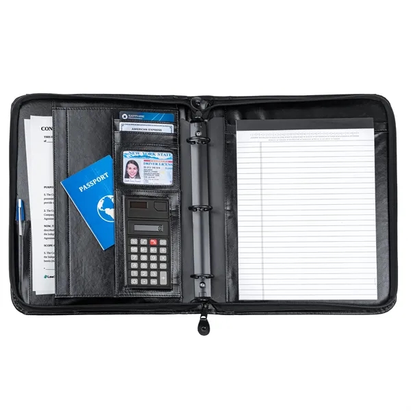 Simulated leather portfolio with removable shoulder strap and hideaway handles.... from ASI 46755 Cosmo Promos