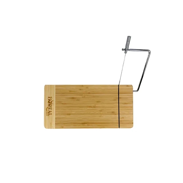 A 12" x 6" bamboo cutting board with metal cheese cutter,... from ASI 92980 WOV-IN® / Universal Strap/Wov-In Line