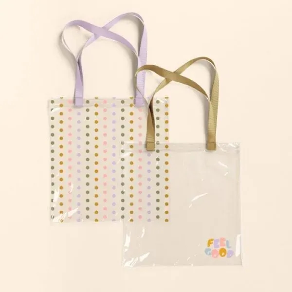 Large, square flat tote made of clear vinyl that measures 15.5"... from ASI 74710 Numo