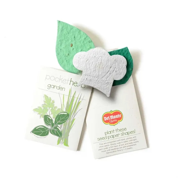 Recycled cardstock sleeve containing 3 die-cut seed paper shapes that will... from ASI 40646 Bloomin Promotions / Bloomin' Promotions™