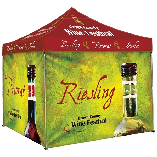 Custom full color digital 10' square canopy tent with three full... from ASI 80228 Quinn