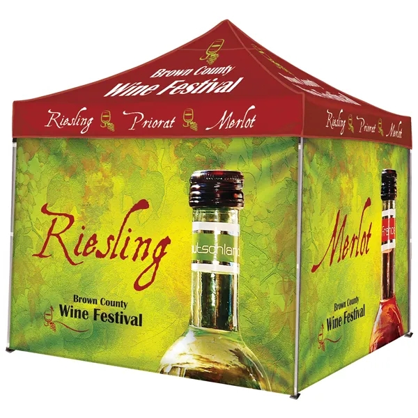 Custom full color digital 10' square canopy tent with three full... from ASI 80228 Quinn