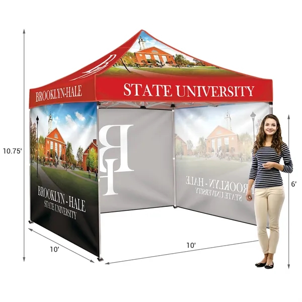 Custom full color digital 10' square canopy tent with three full... from ASI 80228 Quinn