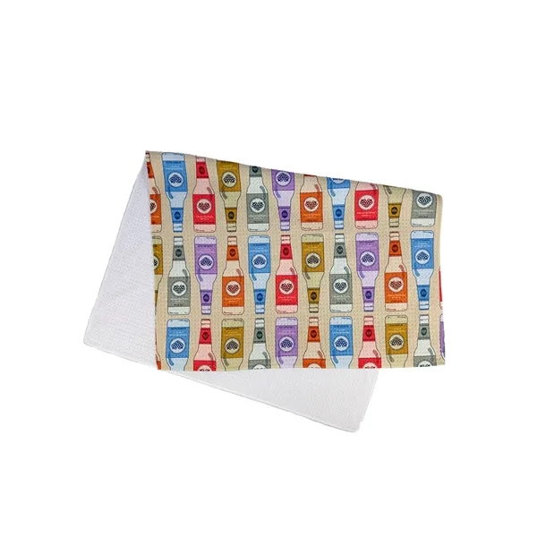 This 16" x 24" waffle weave towel features vibrant full-color sublimation... from ASI 92980 WOV-IN® / Universal Strap/Wov-In Line