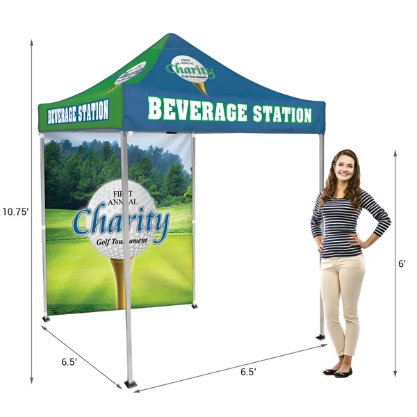 Custom full color digital 6.5' square canopy tent with one full... from ASI 80228 Quinn