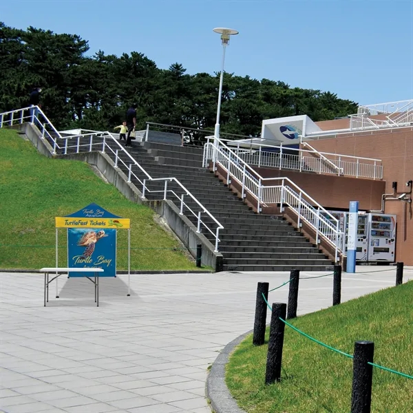 Custom full color digital 6.5' square canopy tent with one full... from ASI 80228 Quinn