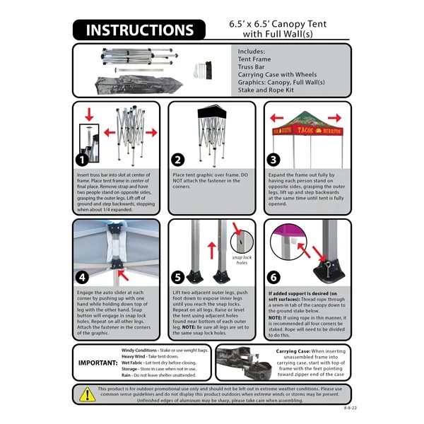 Custom full color digital 6.5' square canopy tent with one full... from ASI 80228 Quinn