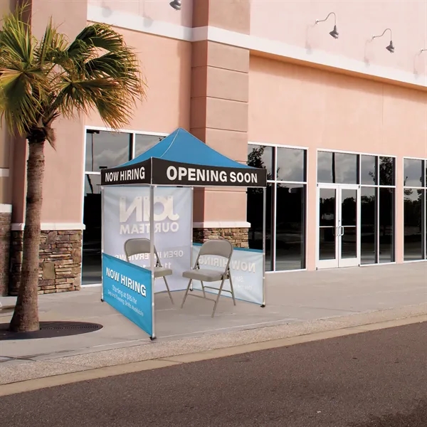 Custom full color digital 6.5' square canopy tent with one full... from ASI 80228 Quinn