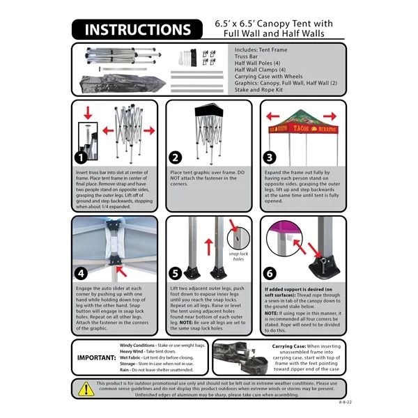 Custom full color digital 6.5' square canopy tent with one full... from ASI 80228 Quinn