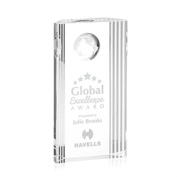 This ridged tower features a globe emblem, symbolic for world class... from ASI 84592 St Regis Group / St Regis