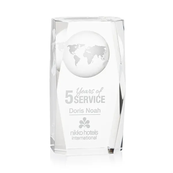 Optical crystal award with 3D world globe molded into the back.... from ASI 84592 St Regis Group / St Regis