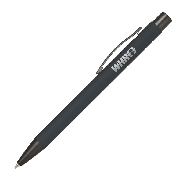 Aluminum click-action ballpoint pen with a bold color barrel, rubber finish,... from ASI 68190 Lungsal / Lungsal