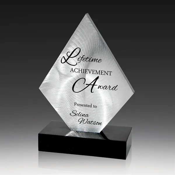 4 1/2" x 6 3/8" x 2" award with brushed silver... from ASI 93986 Visions/Awardcraft / Visions Awards