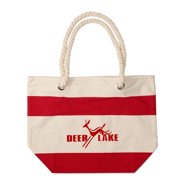 16 oz. cotton canvas nautical tote bag with 24" soft rope... from ASI 52840 Evans Manufacturing