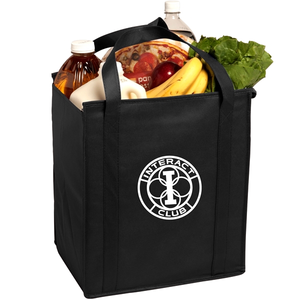 Insulated large non-woven grocery tote bag with gusset constructed of non-woven... from ASI 52840 Evans Manufacturing