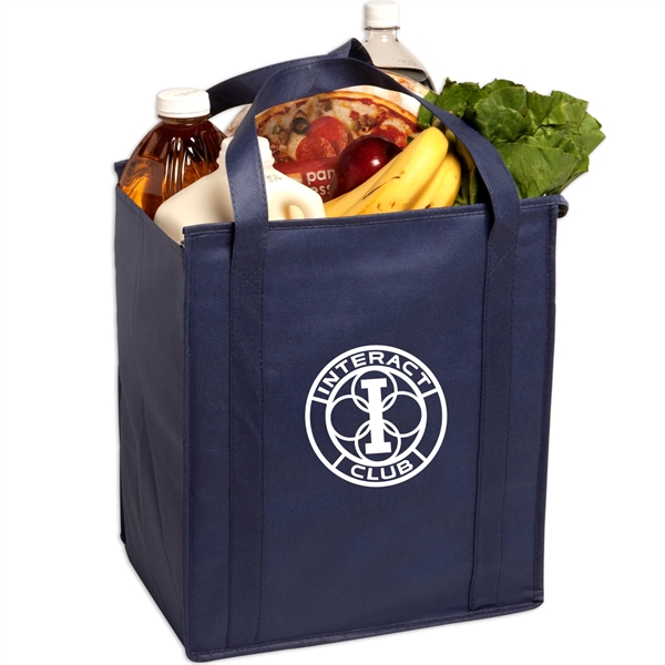 Insulated large non-woven grocery tote bag with gusset constructed of non-woven... from ASI 52840 Evans Manufacturing