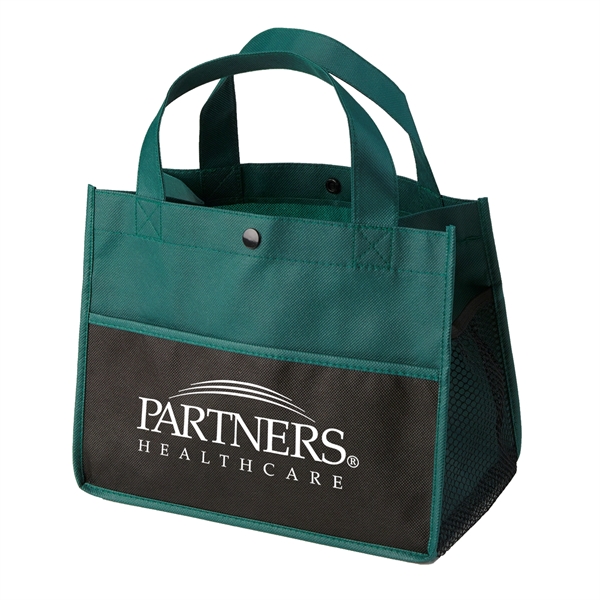 Non-woven lunch tote with a long pocket in the front and... from ASI 52840 Evans Manufacturing
