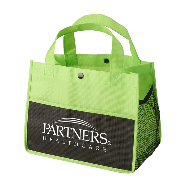 Non-woven lunch tote with a long pocket in the front and... from ASI 52840 Evans Manufacturing