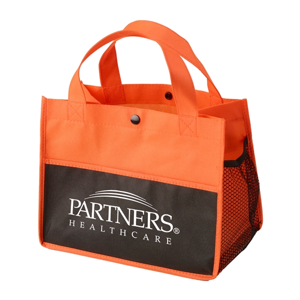 Non-woven lunch tote with a long pocket in the front and... from ASI 52840 Evans Manufacturing