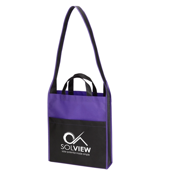 Non-woven Event Tote Bag with 4" gusset, front pocket, 38" shoulder... from ASI 52840 Evans Manufacturing