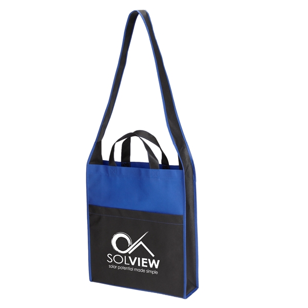 Non-woven Event Tote Bag with 4" gusset, front pocket, 38" shoulder... from ASI 52840 Evans Manufacturing