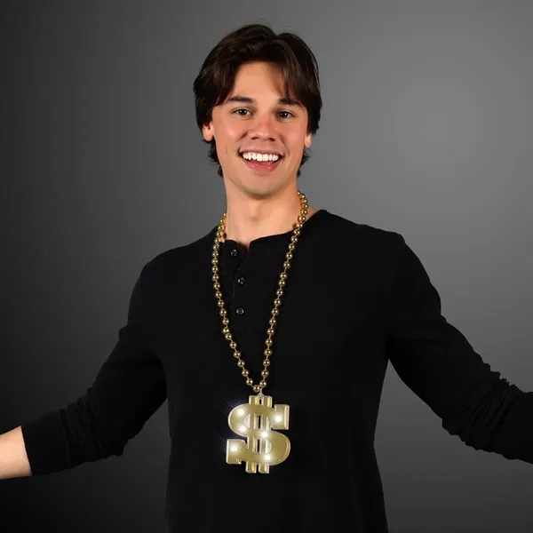 Light Up Dollar Sign Bling on Beads, No Imprint Available. 36"... from ASI 34194 ALightPromos / Alight Promotional Products