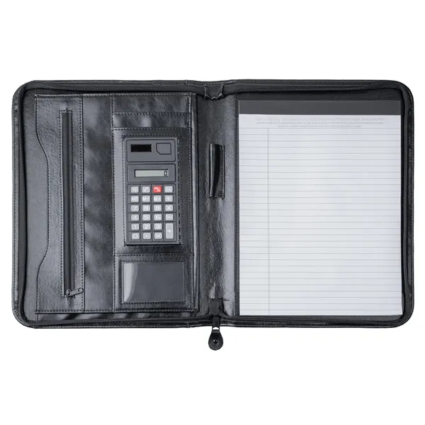 Executive simulated leather zipper portfolio with writing pad and calculator.... from ASI 46755 Cosmo Promos
