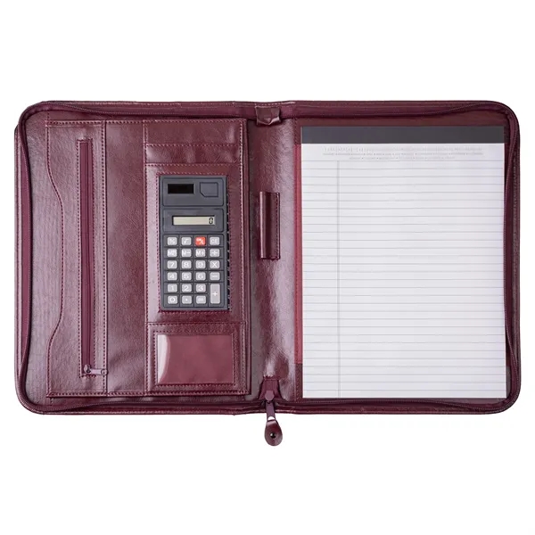 Executive simulated leather zipper portfolio with writing pad and calculator.... from ASI 46755 Cosmo Promos