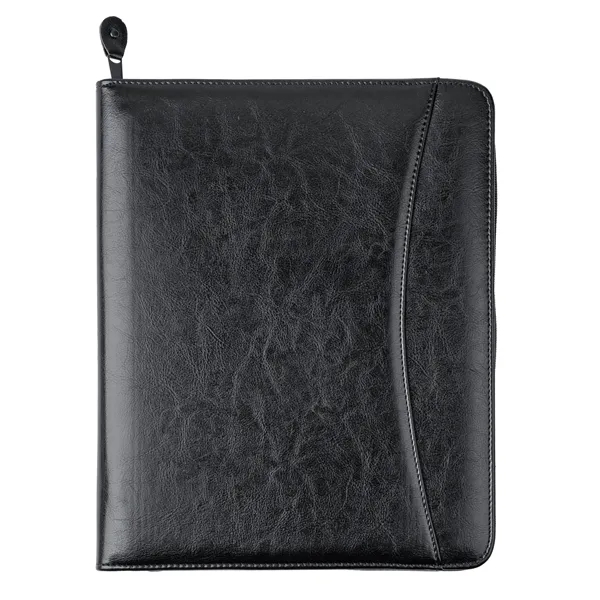 Professional simulated leather zip portfolio with card holders and writing pad.... from ASI 46755 Cosmo Promos