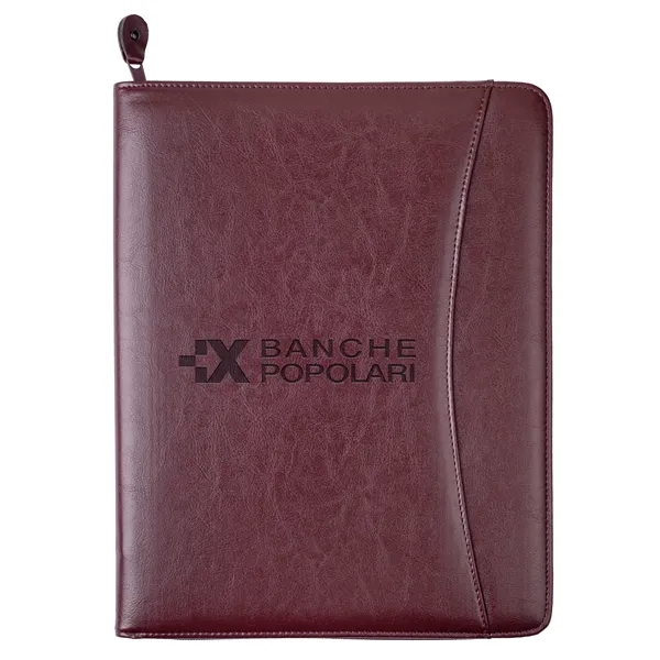Professional simulated leather zip portfolio with card holders and writing pad.... from ASI 46755 Cosmo Promos