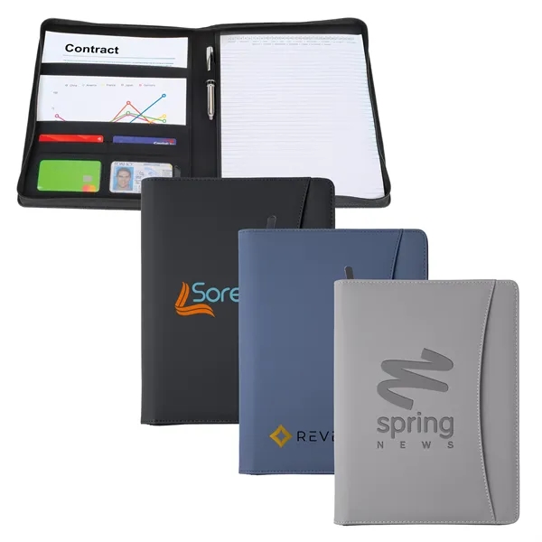 Consul Zippered Portfolio. Thermal reactive leatherette for dark-toned deboss.... from ASI 46755 Cosmo Promos
