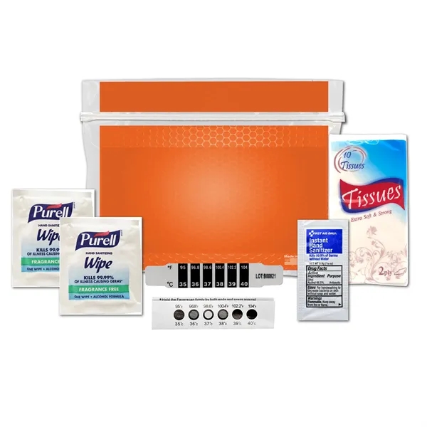 Cold and flu kit with a thermometer, hand sanitizer packet, Purell... from ASI 84514 Safety Made