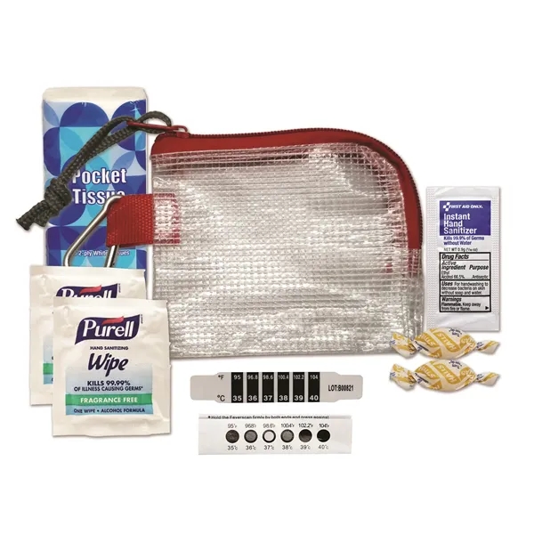 Health Zone flu kit featuring cough drops, a disposable thermometer, hand... from ASI 84514 Safety Made