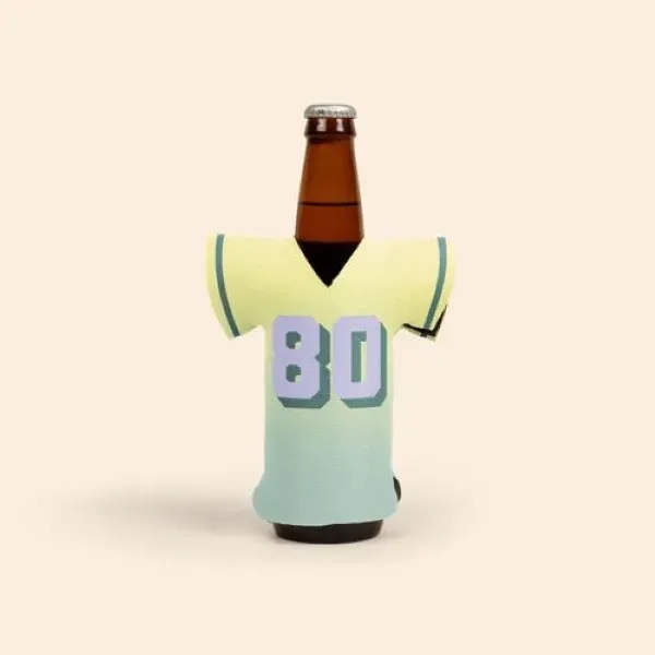 Jersey shaped bottle coolie made of 1/8" high-density open-cell scuba foam.... from ASI 74710 Numo / NUMO