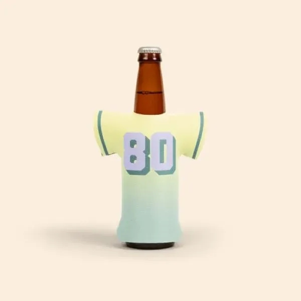 Jersey shaped bottle coolie made of 1/8" high-density open-cell scuba foam.... from ASI 74710 Numo / NUMO