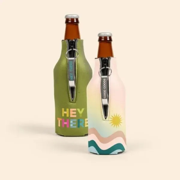 Zippered bottle insulator with opener, 1/8" high-density open-cell scuba foam.... from ASI 74710 Numo / NUMO