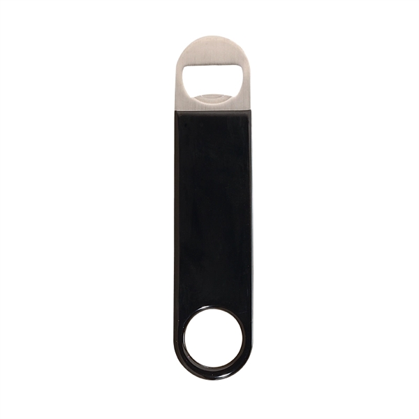 Paddle style bottle opener made of stainless steel, wrapped in colored... from ASI 57655 STOPNGO Line