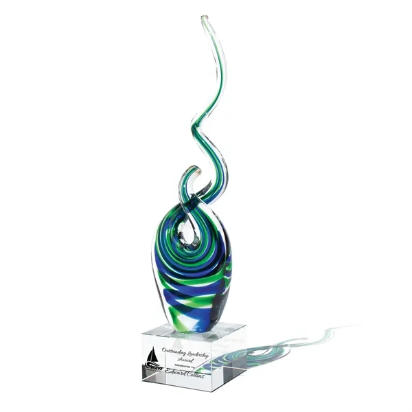 3" x 14 1/2" x 3 award with swirling artglass and... from ASI 93986 Visions/Awardcraft / Visions Awards