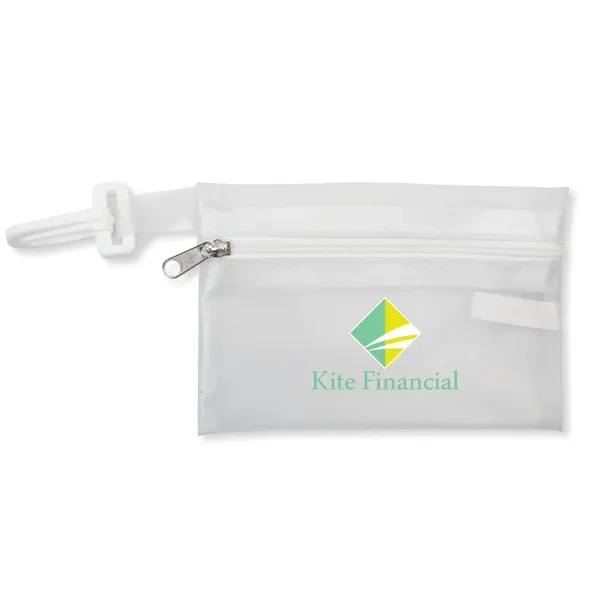 Zippered transparent pouch with carabiner clip and full-color digital imprint on... from ASI 54040 Fey Promo