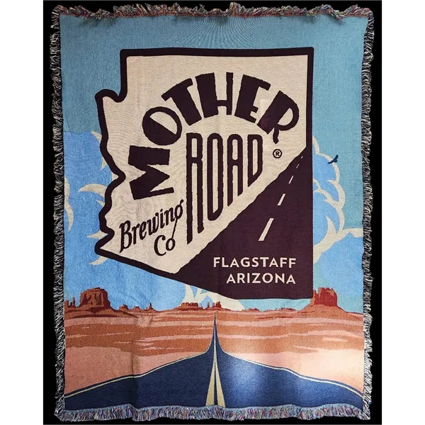 54" x 72" tapestry/throw blanket made of jacquard woven cotton yarn.... from ASI 44020 Bandanna Promotions By CARO-LINE / American Blankets