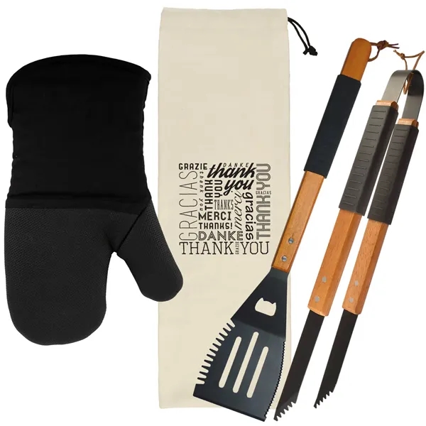 BBQ gift set includes a multi-function BBQ tool, wood BBQ tongs,... from ASI 54040 Fey Promo
