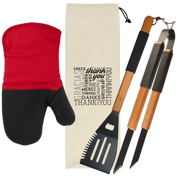 BBQ gift set includes a multi-function BBQ tool, wood BBQ tongs,... from ASI 54040 Fey Promo