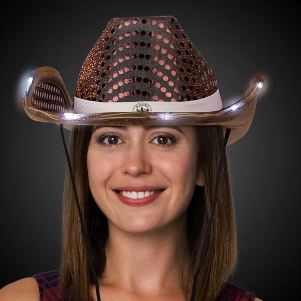 Brown Light Up Sequin Cowboy Hat... from ASI 42016 Brighter Promotions Inc