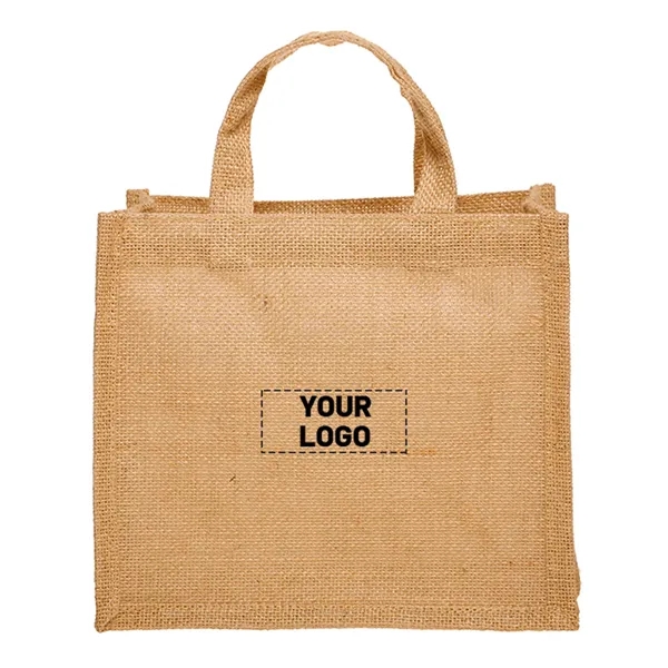 Compact tote bag made of natural jute fiber plus 1 color... from ASI 37218 Athena Promo (tm)