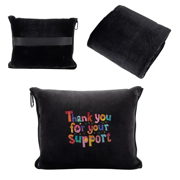 Micro Plush Travel Blanket with Attachable Hood & Pillow Case... from ASI 36730 Ariel Premium Supply Inc