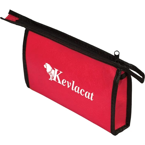 Non-woven zipper pouch with an accenting black trim and zipper closure.... from ASI 54100 Fields Manufacturing Inc / TargetLine®